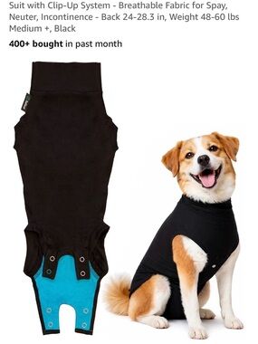 Black Dog Recovery Suit for Post-Surgery & Incontinence Care